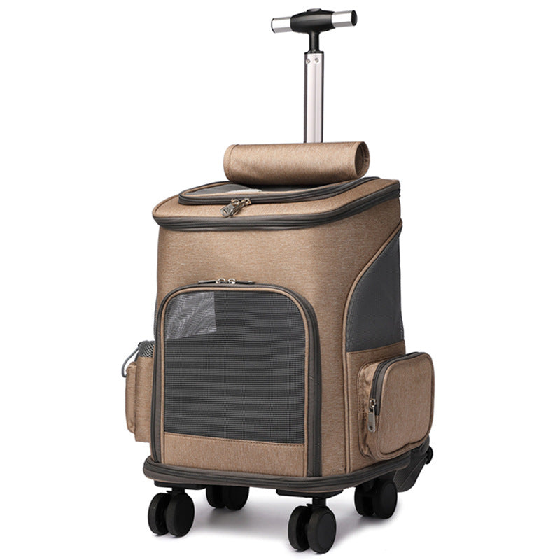 Pet Trolley Backpack with Wheels Portable Carrier