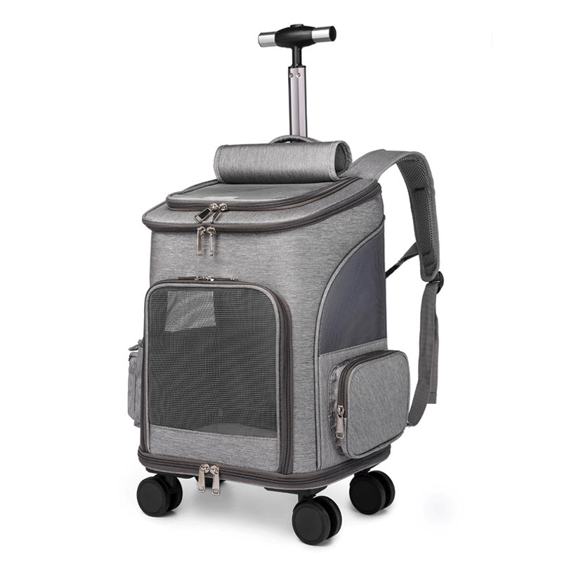 Pet Trolley Backpack with Wheels Portable Carrier