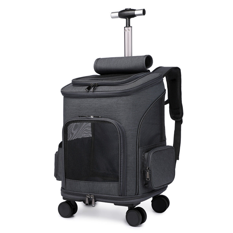 Pet Trolley Backpack with Wheels Portable Carrier