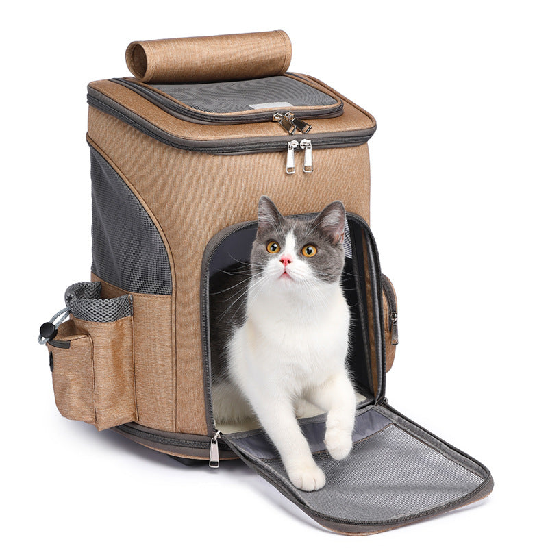 Pet Trolley Backpack with Wheels Portable Carrier