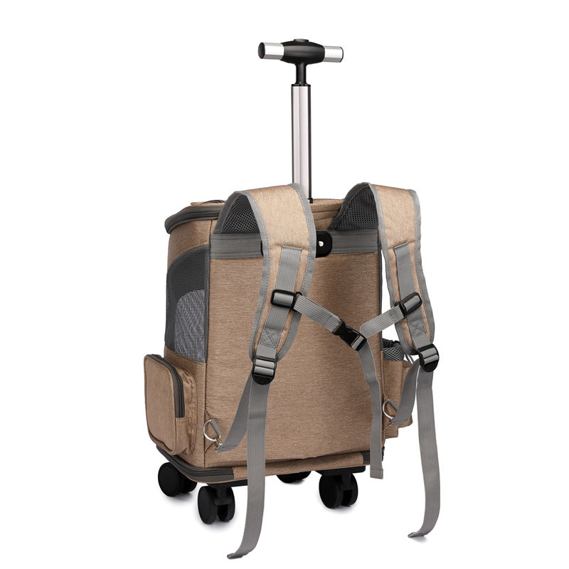 Pet Trolley Backpack with Wheels Portable Carrier