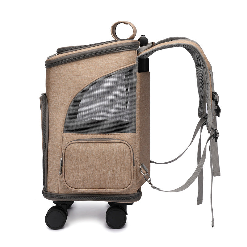 Pet Trolley Backpack with Wheels Portable Carrier