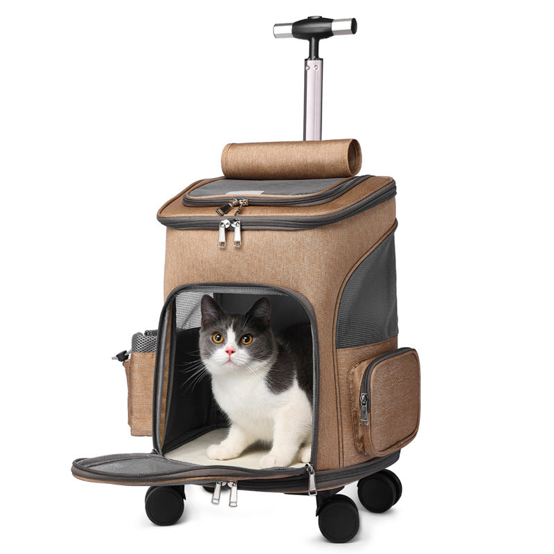 Pet Trolley Backpack with Wheels Portable Carrier
