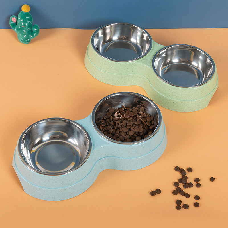 Double Stainless Steel Pet Food & Water Bowl