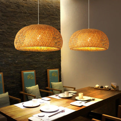 Japanese Bamboo Woven Hanging Chandelier