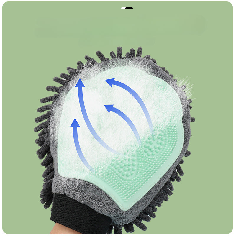 2-in-1 Pet Bathing Grooming Glove Brush