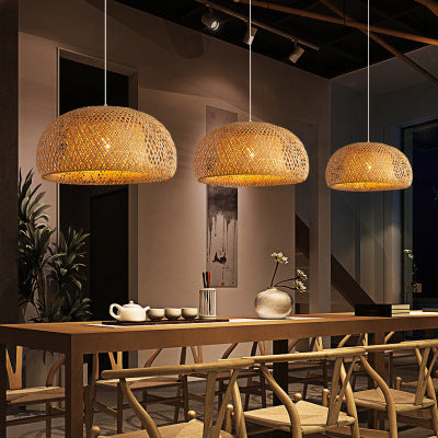 Japanese Bamboo Woven Hanging Chandelier