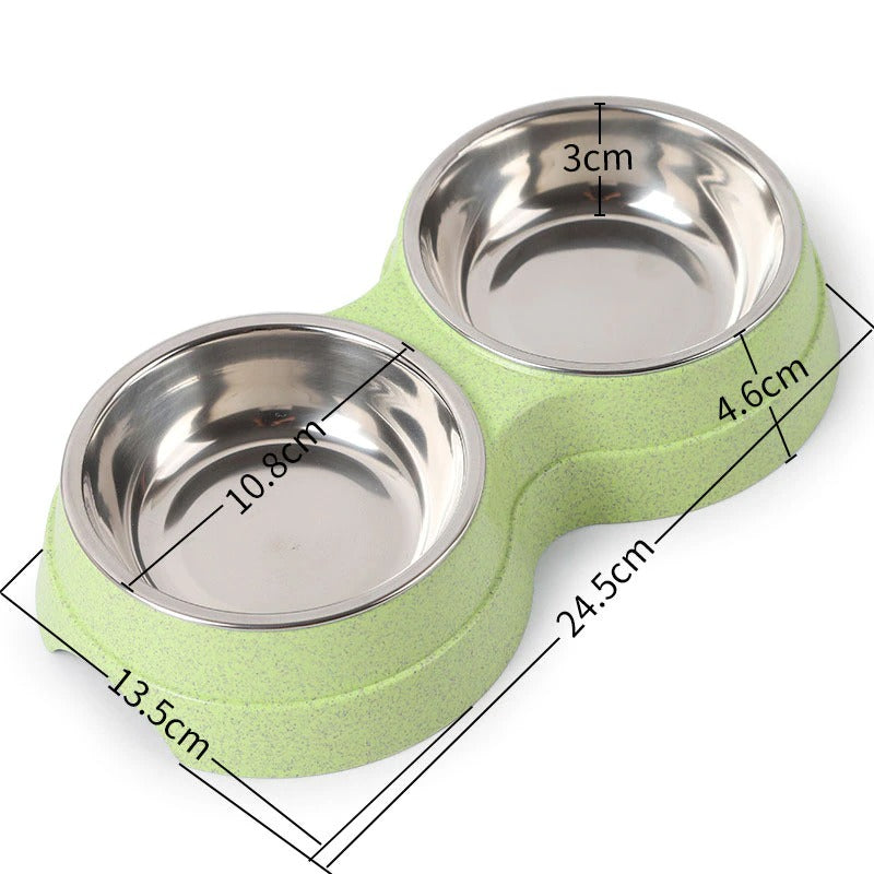 Double Stainless Steel Pet Food & Water Bowl