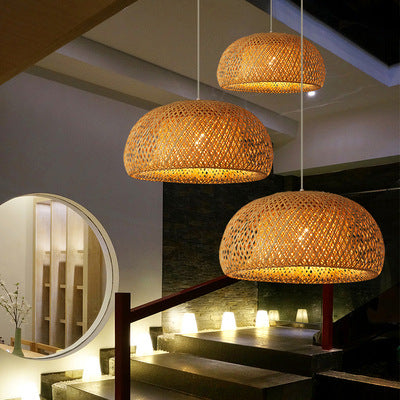Japanese Bamboo Woven Hanging Chandelier