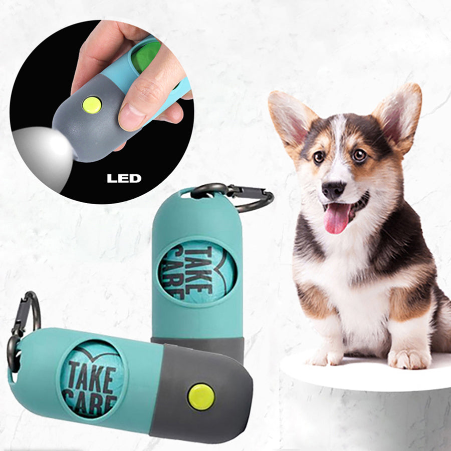LED Pet Waste Bag Dispenser Portable Dog Poop Bag Holder