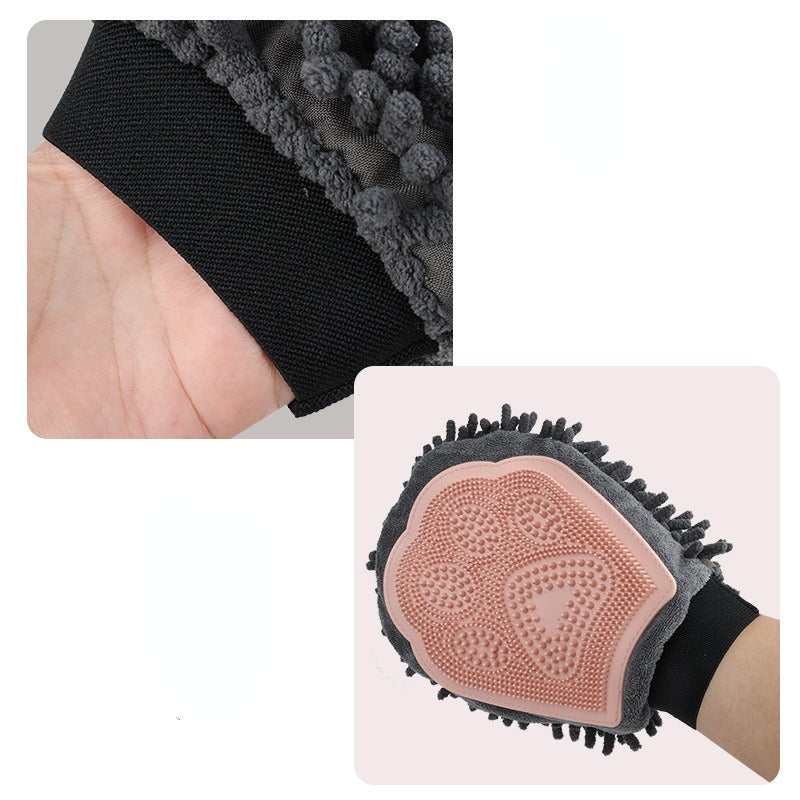 2-in-1 Pet Bathing Grooming Glove Brush