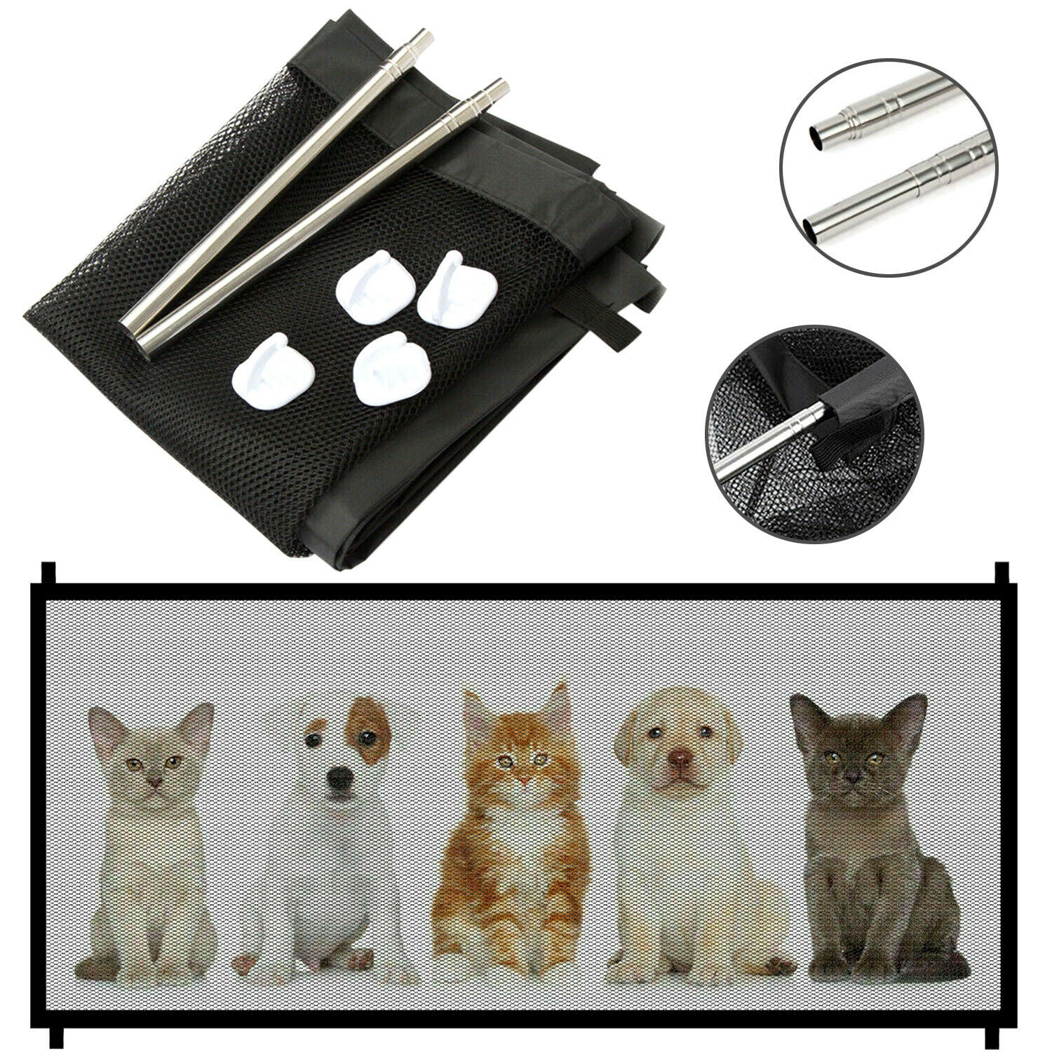 Portable Pet Safety Mesh Gate Fence