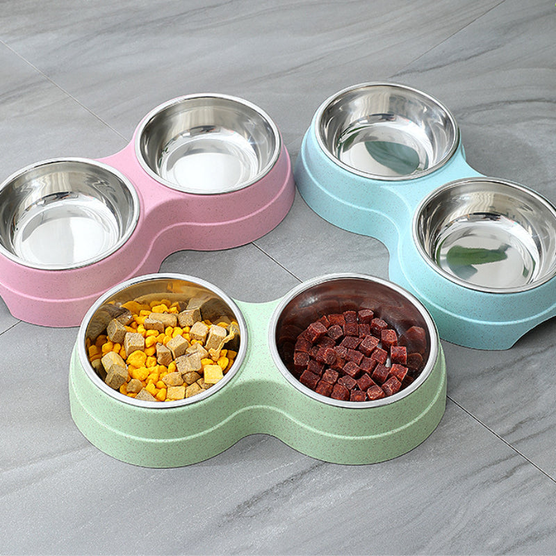 Double Stainless Steel Pet Food & Water Bowl