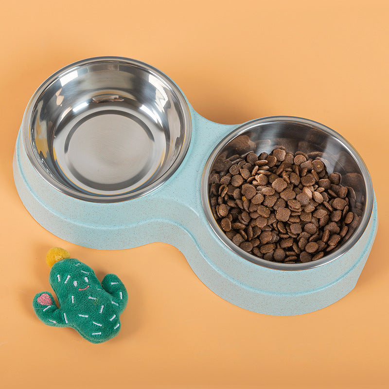 Double Stainless Steel Pet Food & Water Bowl