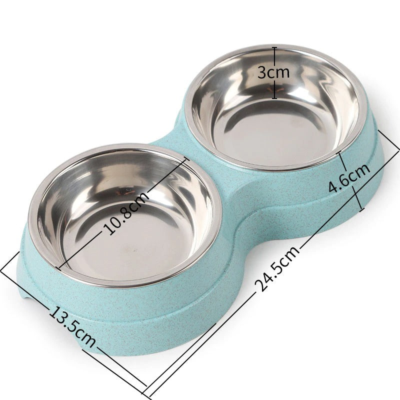 Double Stainless Steel Pet Food & Water Bowl