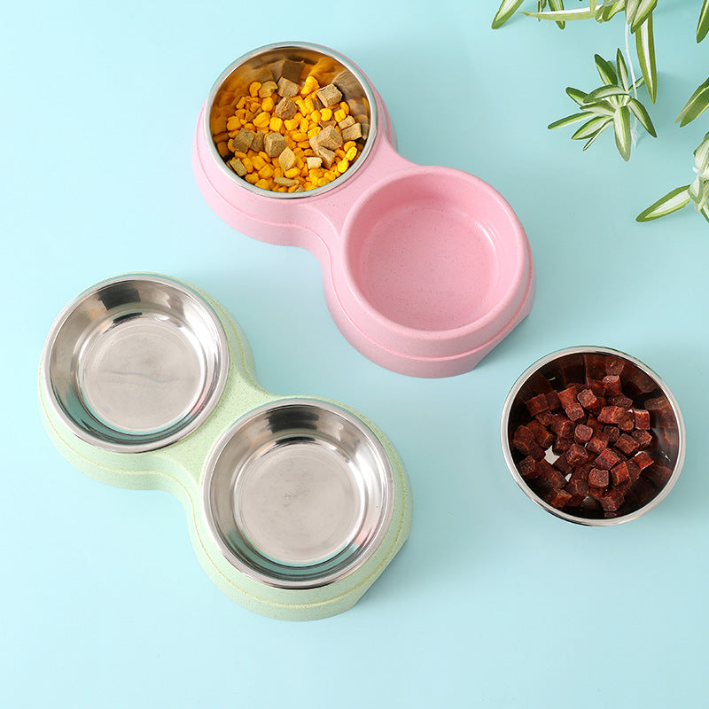 Double Stainless Steel Pet Food & Water Bowl