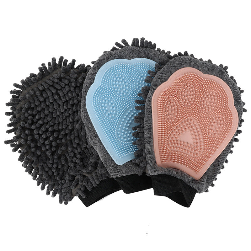 2-in-1 Pet Bathing Grooming Glove Brush